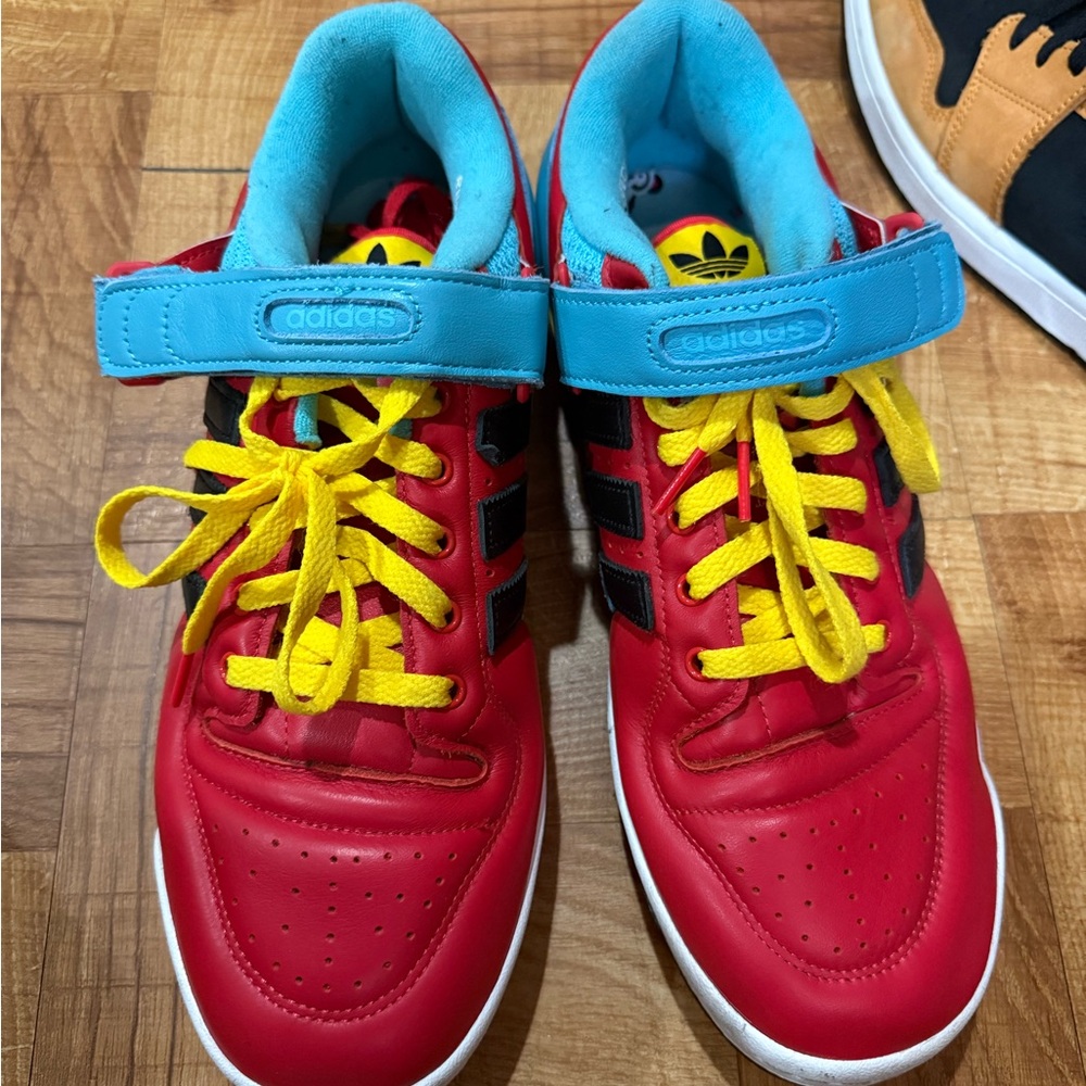 Adidas Red Sneakers with Blue Strap